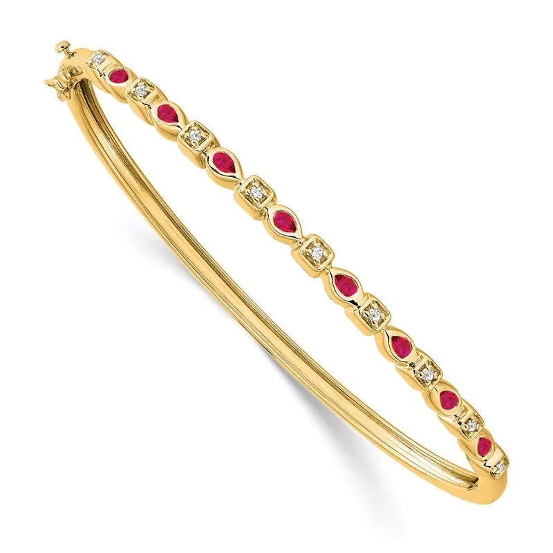 14k Ruby and Diamond Bangle