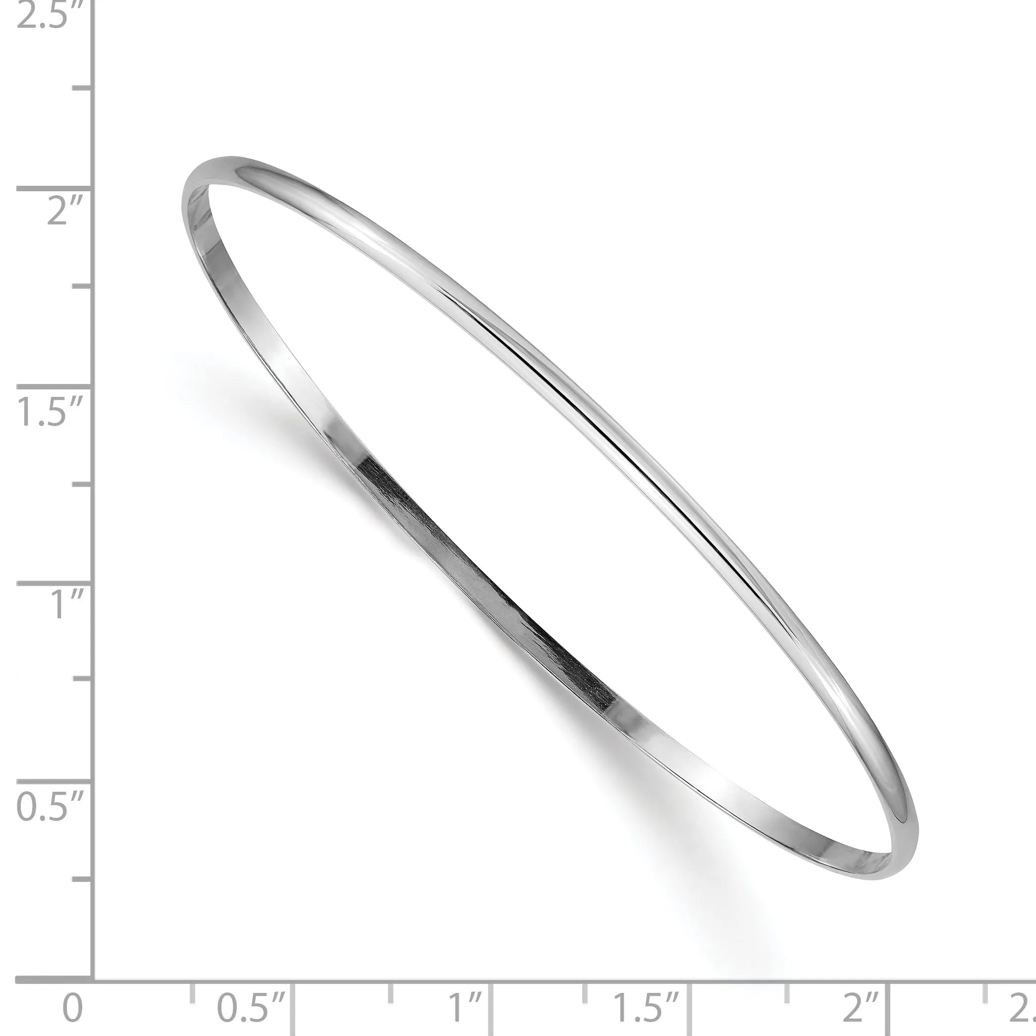 14k White Gold 2MM Solid Half-Round Slip-On Bangle