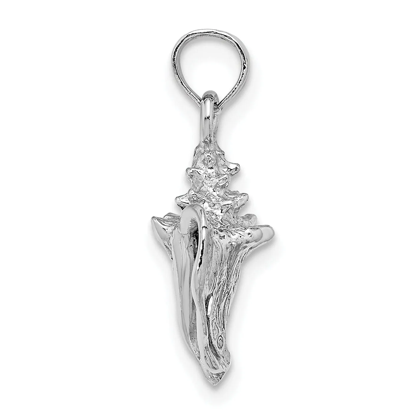 14k White Gold Polished Finish 3-Dimensional Soild Men's Conch Shell Charm Pendant