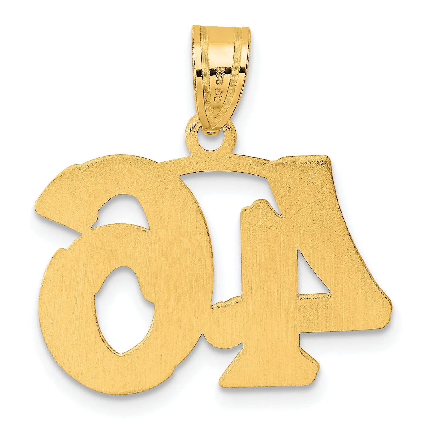 14k Yellow Gold Polished Etched Finish Number 46 Charm Pendant