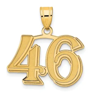 14k Yellow Gold Polished Etched Finish Number 46 Charm Pendant