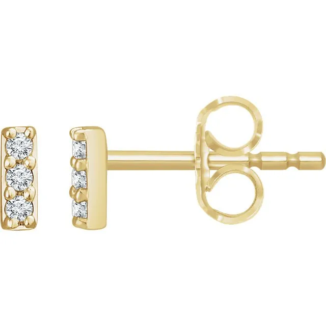 14KT GOLD 1/20 CTW DIAMOND BAR EARRINGS