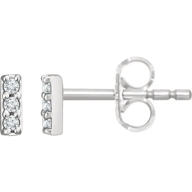 14KT GOLD 1/20 CTW DIAMOND BAR EARRINGS