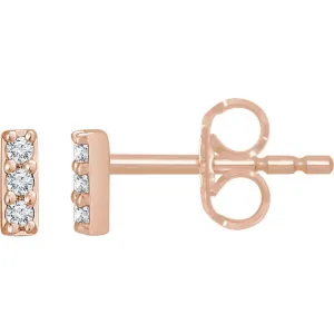 14KT GOLD 1/20 CTW DIAMOND BAR EARRINGS