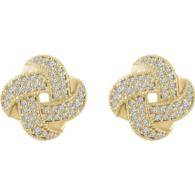 14KT GOLD 1/3 CTW DIAMOND KNOT EARRINGS