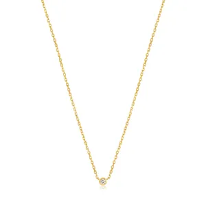 14kt Gold Single Natural Diamond Necklace