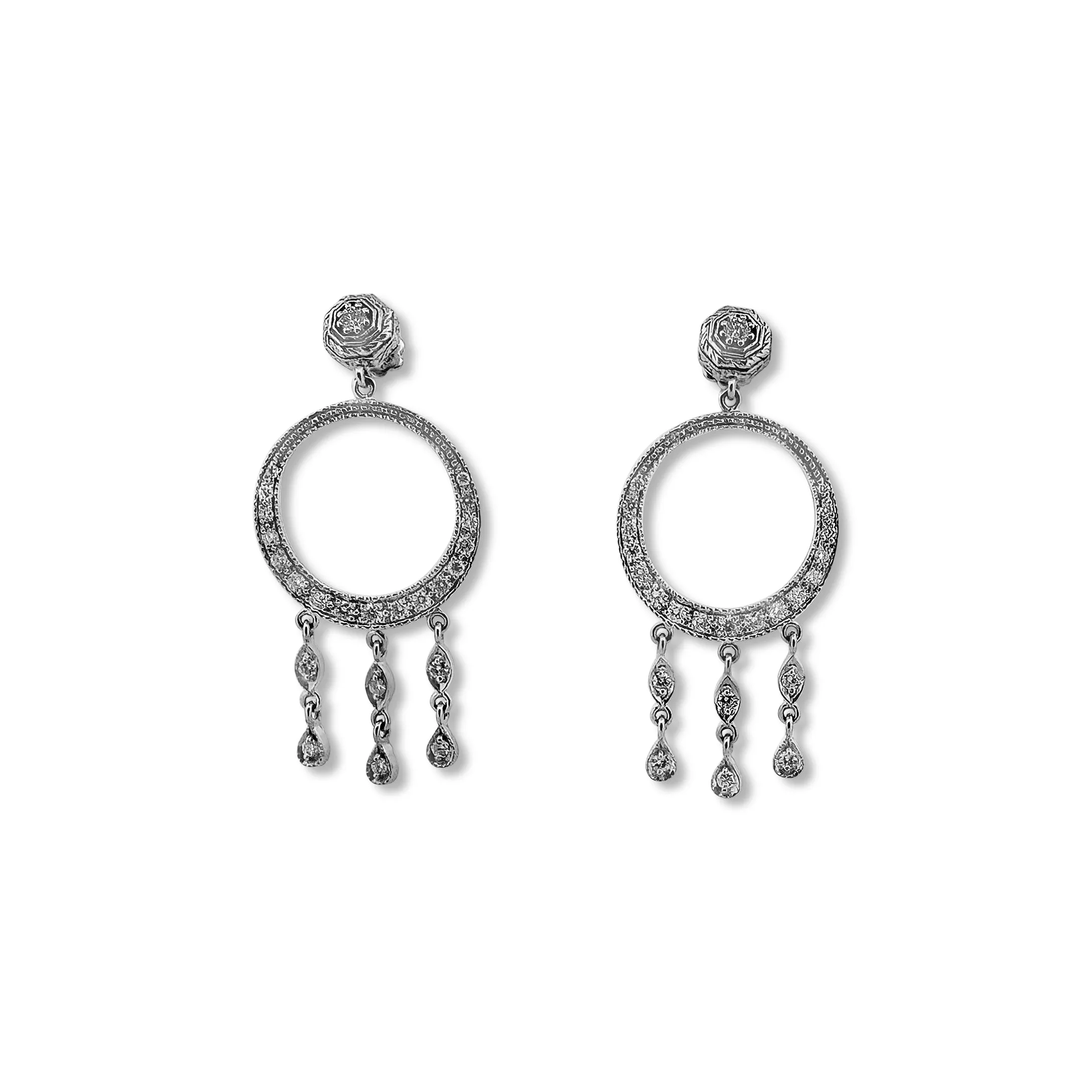 1.65ctw Round Brilliant Diamond Chandelier Dangle Earrings in 18k White Gold