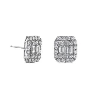 2.34ct Mixed-Cut Diamond Cluster Earrings | Pre-Loved | 18K White Gold