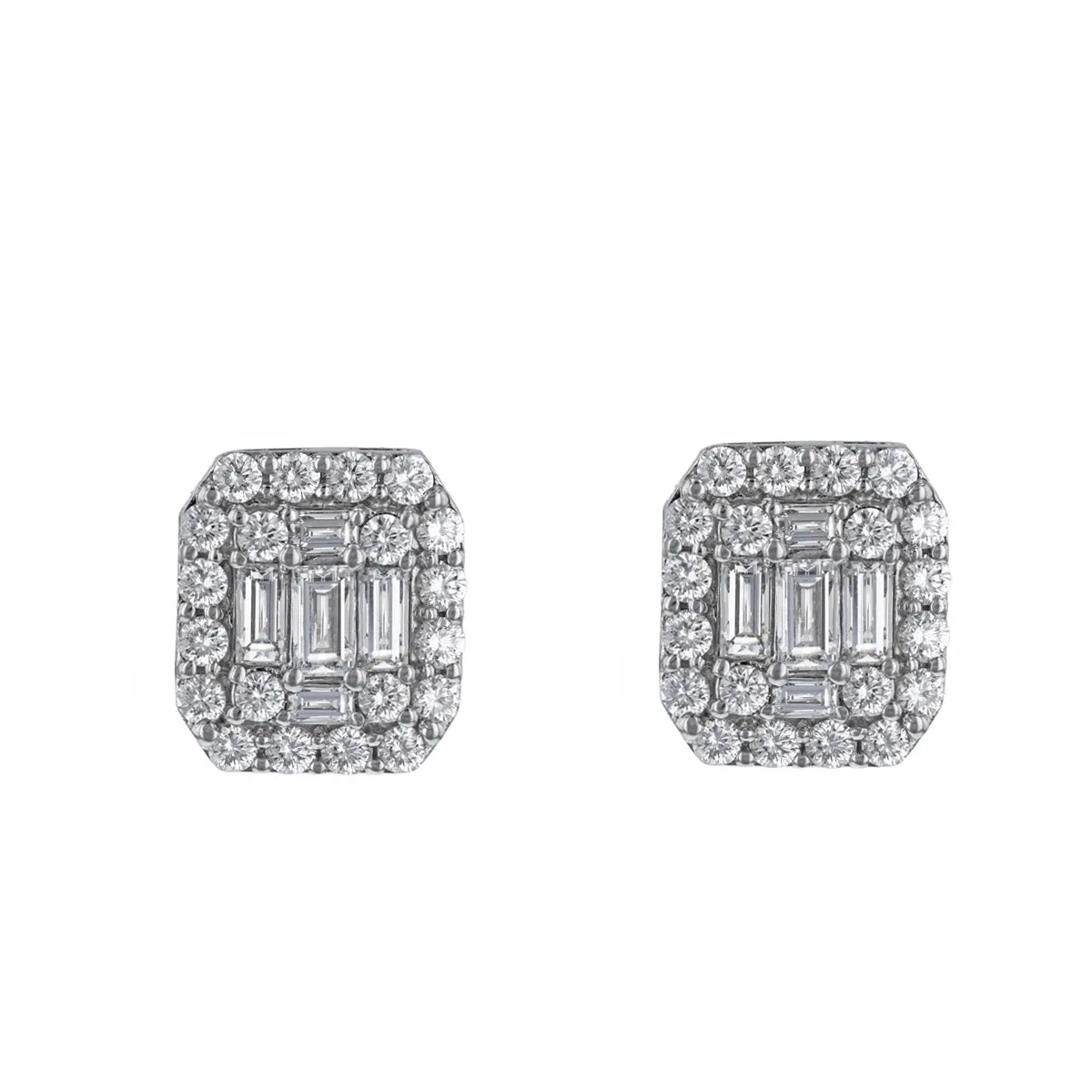 2.34ct Mixed-Cut Diamond Cluster Earrings | Pre-Loved | 18K White Gold