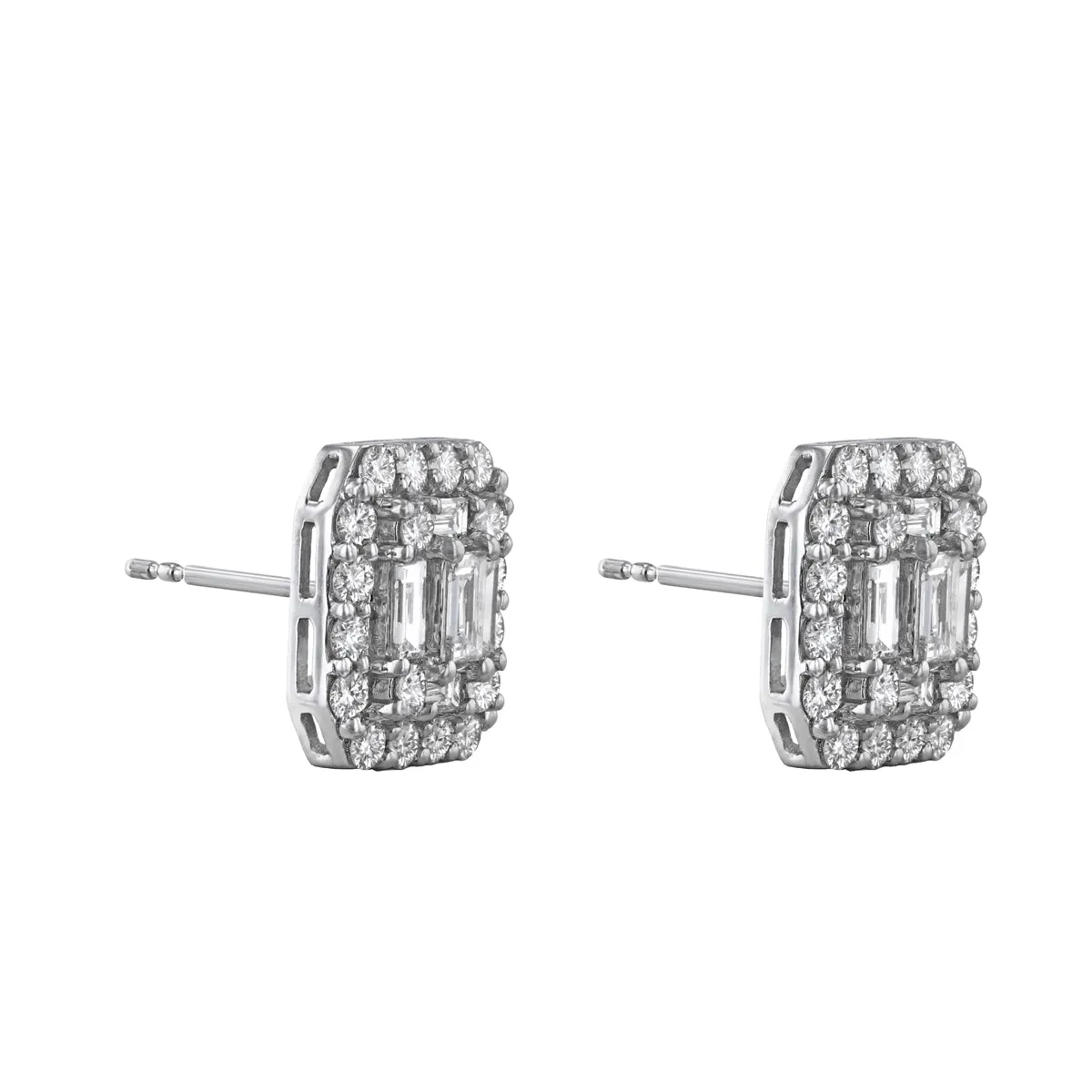 2.34ct Mixed-Cut Diamond Cluster Earrings | Pre-Loved | 18K White Gold