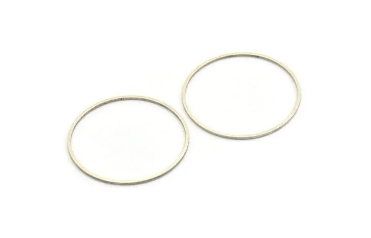 40mm Circle Connectors - 8 Antique Silver Plated Brass Circle Connectors (40x1x1mm) A6093 H0422