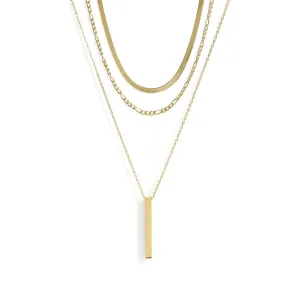 45 pc 18K Gold PVD Vertical Bar Layered Necklace Set / BND0030