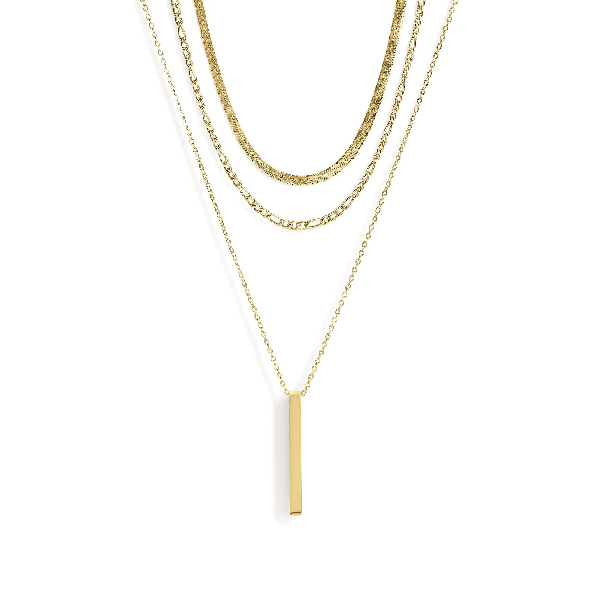 45 pc 18K Gold PVD Vertical Bar Layered Necklace Set / BND0030