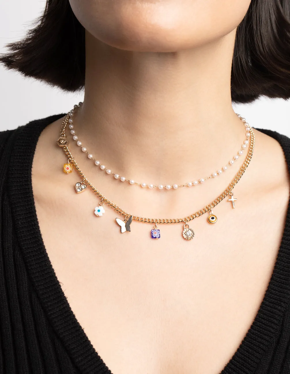 90s Pearl Layered Necklace