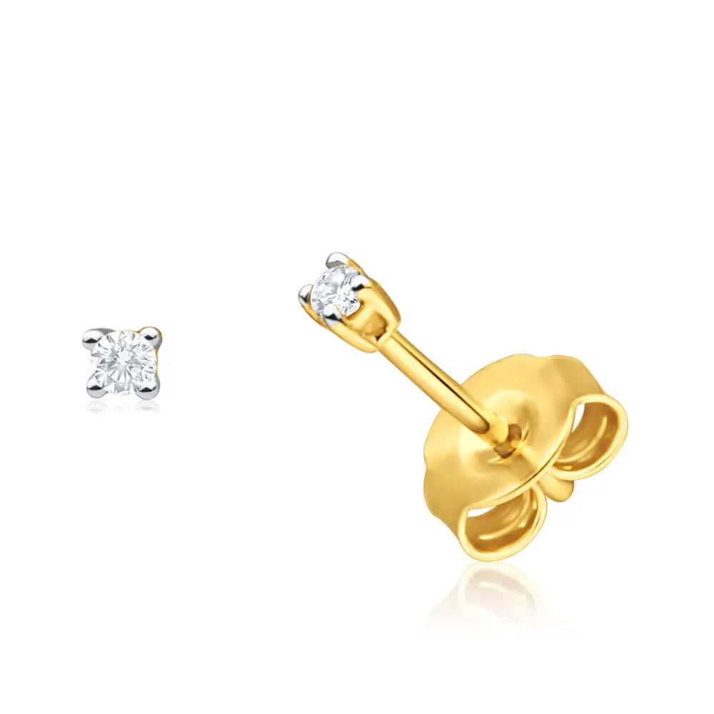 9ct Yellow Gold Gorgeous Diamond Stud Earrings