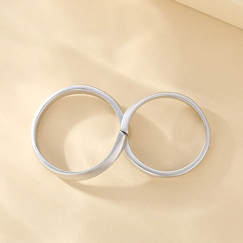 Adjustable Size Engraved Mobius Couple Wedding Rings Set