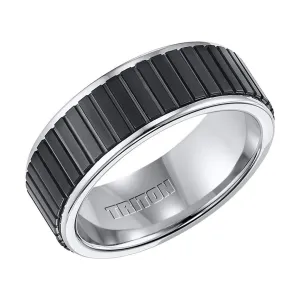 ALEXANDER Tungsten Ring with Black Tungsten Coin Edge Center by Triton Rings - 8mm