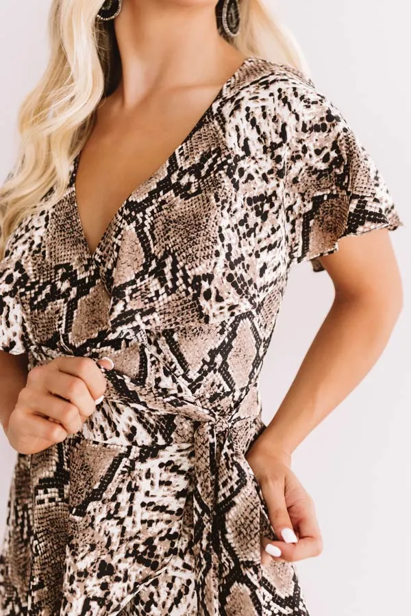 All The Goals Snake Print Wrap Romper