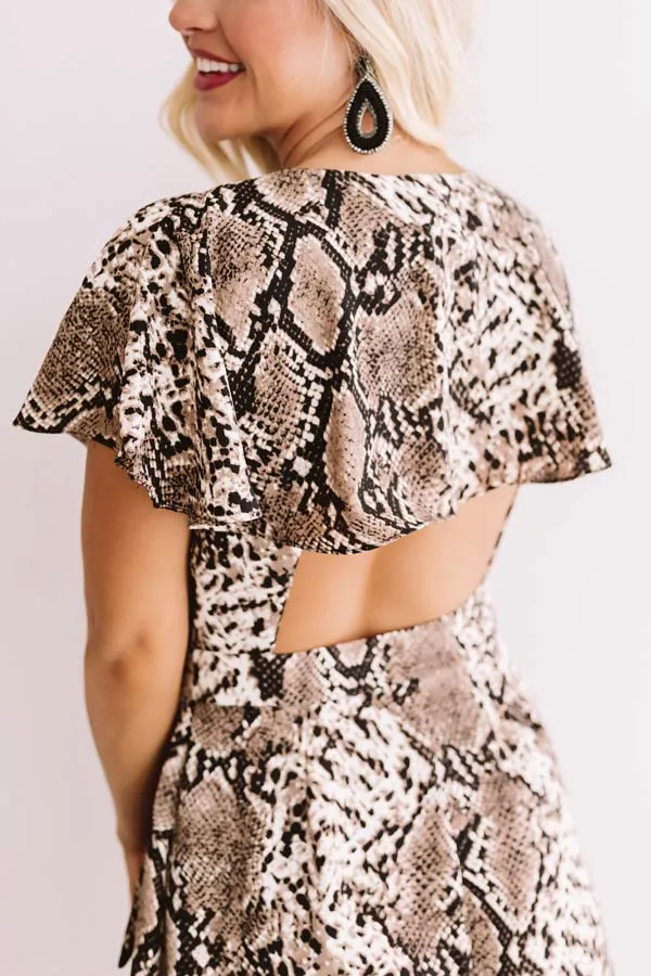 All The Goals Snake Print Wrap Romper