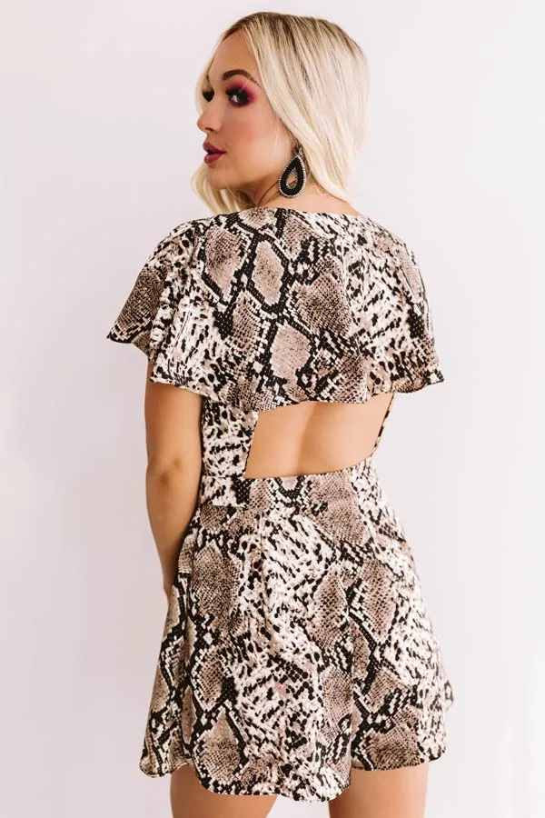 All The Goals Snake Print Wrap Romper