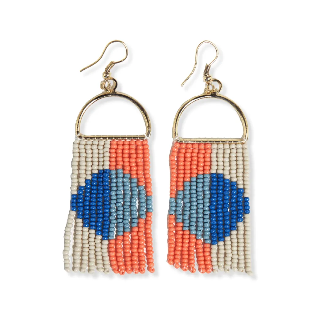 Allison Vertical Stipes Beaded Fringe Earrings