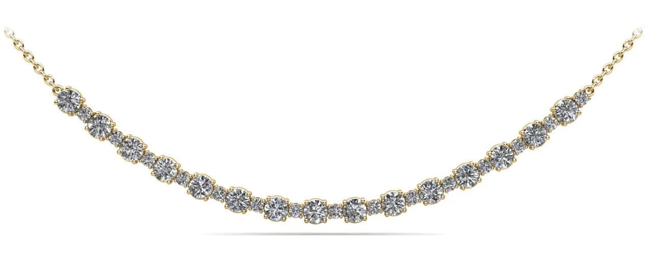 Alternating Diamond Tennis Diamond Necklace with 2.73 ct.(finished) 2mm, 3.6mm