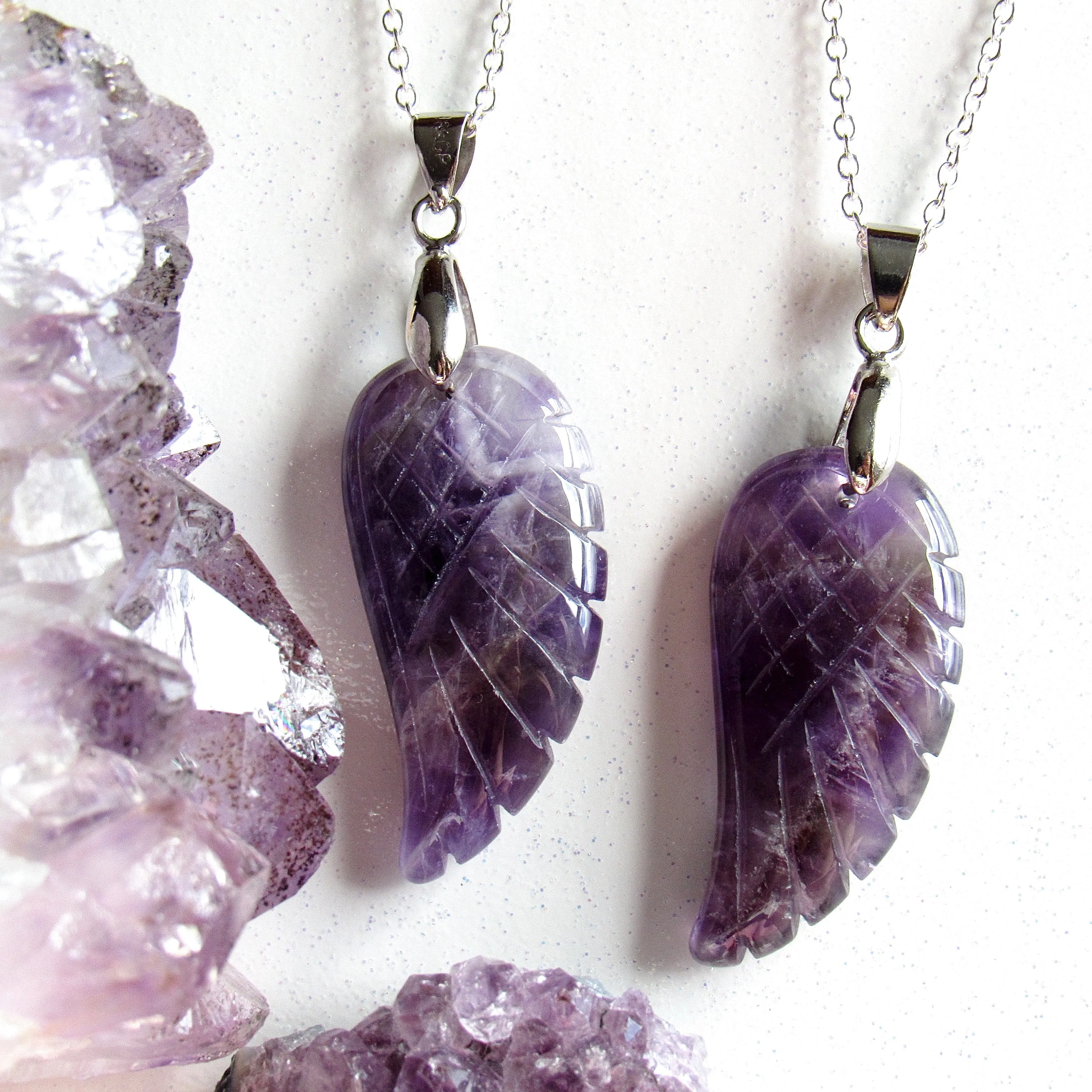 Amethyst Angel Wing Necklaces