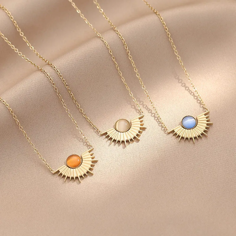 Amy Fashion - Natural Stone Sun Flower Necklaces