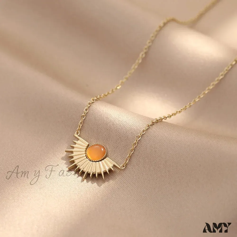 Amy Fashion - Natural Stone Sun Flower Necklaces