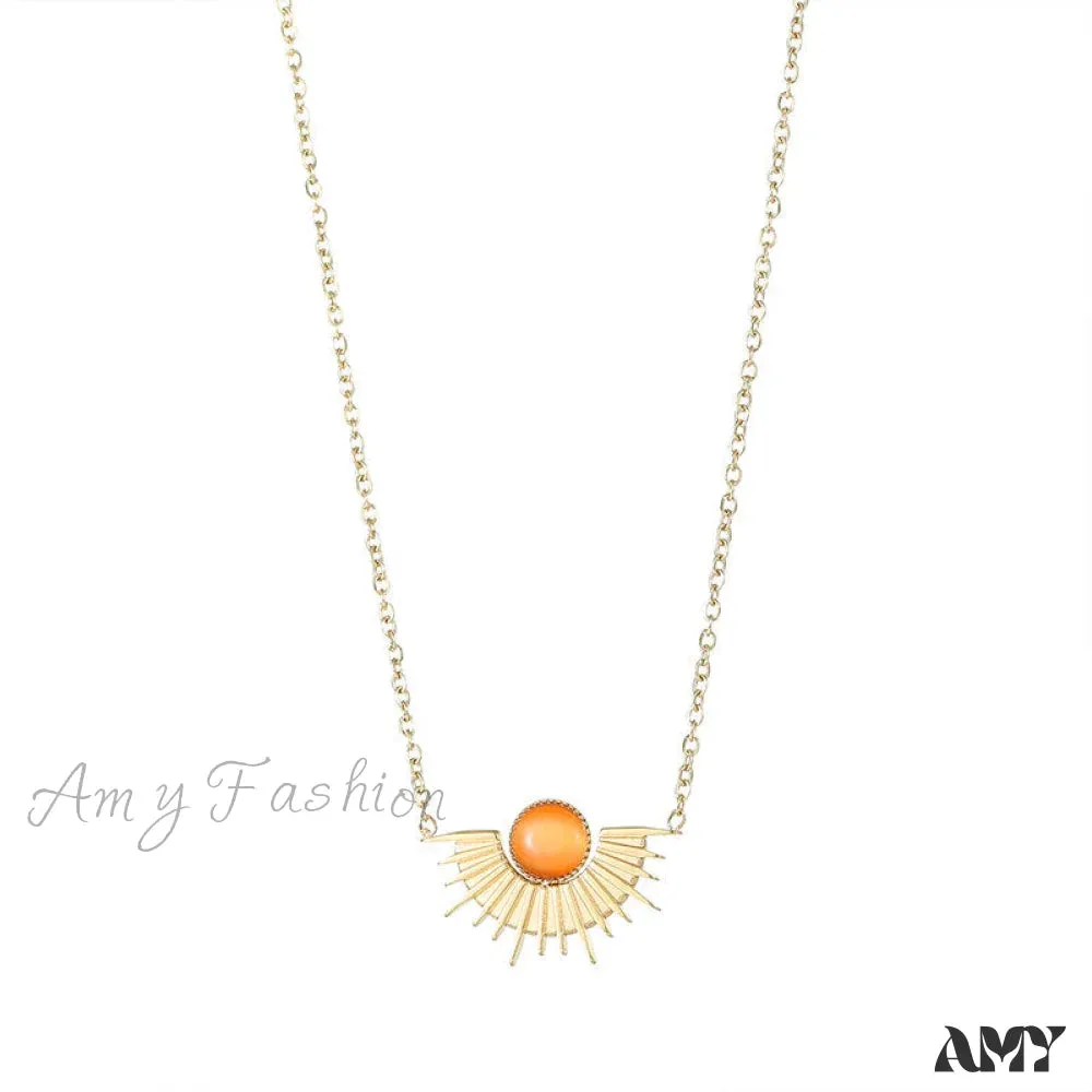 Amy Fashion - Natural Stone Sun Flower Necklaces