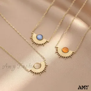 Amy Fashion - Natural Stone Sun Flower Necklaces