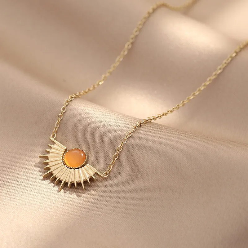 Amy Fashion - Natural Stone Sun Flower Necklaces