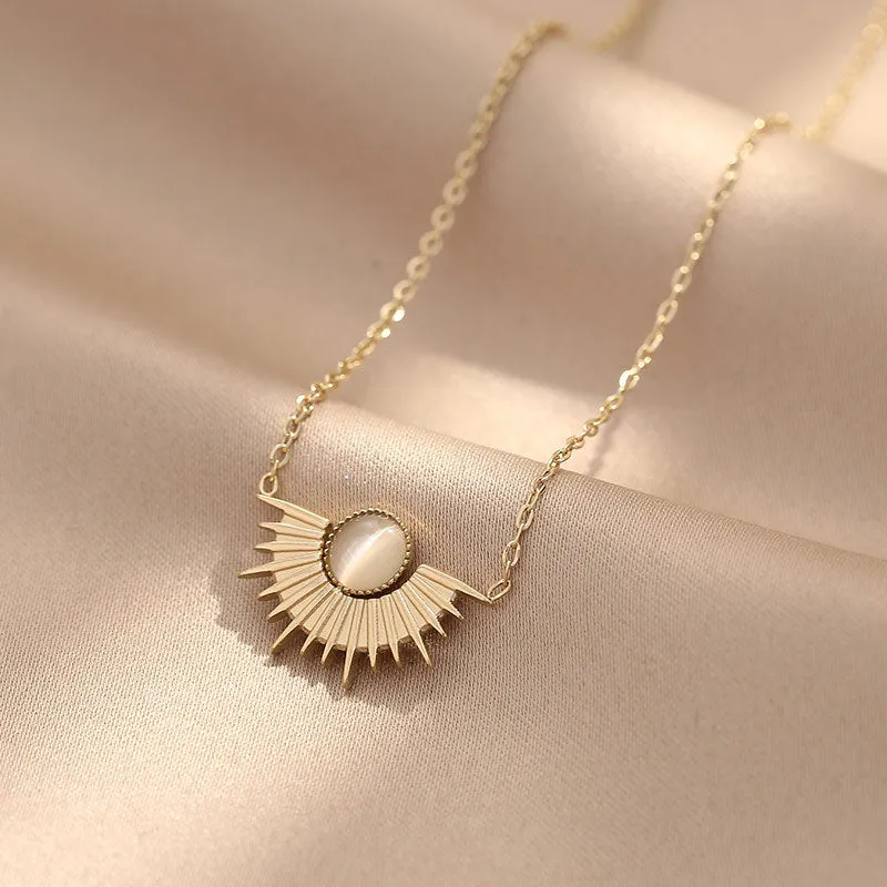 Amy Fashion - Natural Stone Sun Flower Necklaces