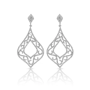 Ariyah 4 Carat Round Brilliant Diamond Hanging Earrings in 14k White Gold