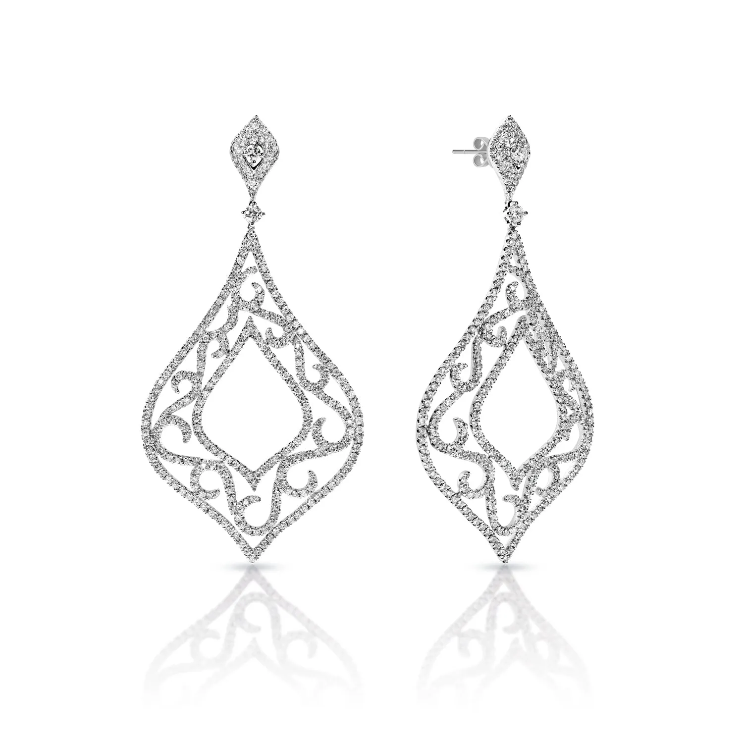 Ariyah 4 Carat Round Brilliant Diamond Hanging Earrings in 14k White Gold