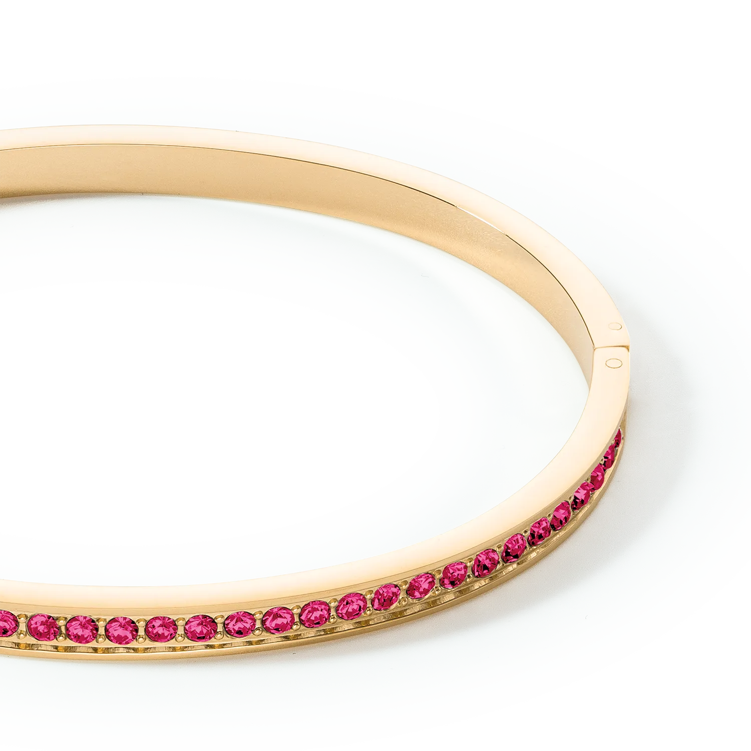 Bangle stainless steel & crystals gold pink 19