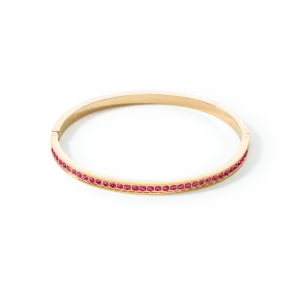 Bangle stainless steel & crystals gold pink 19