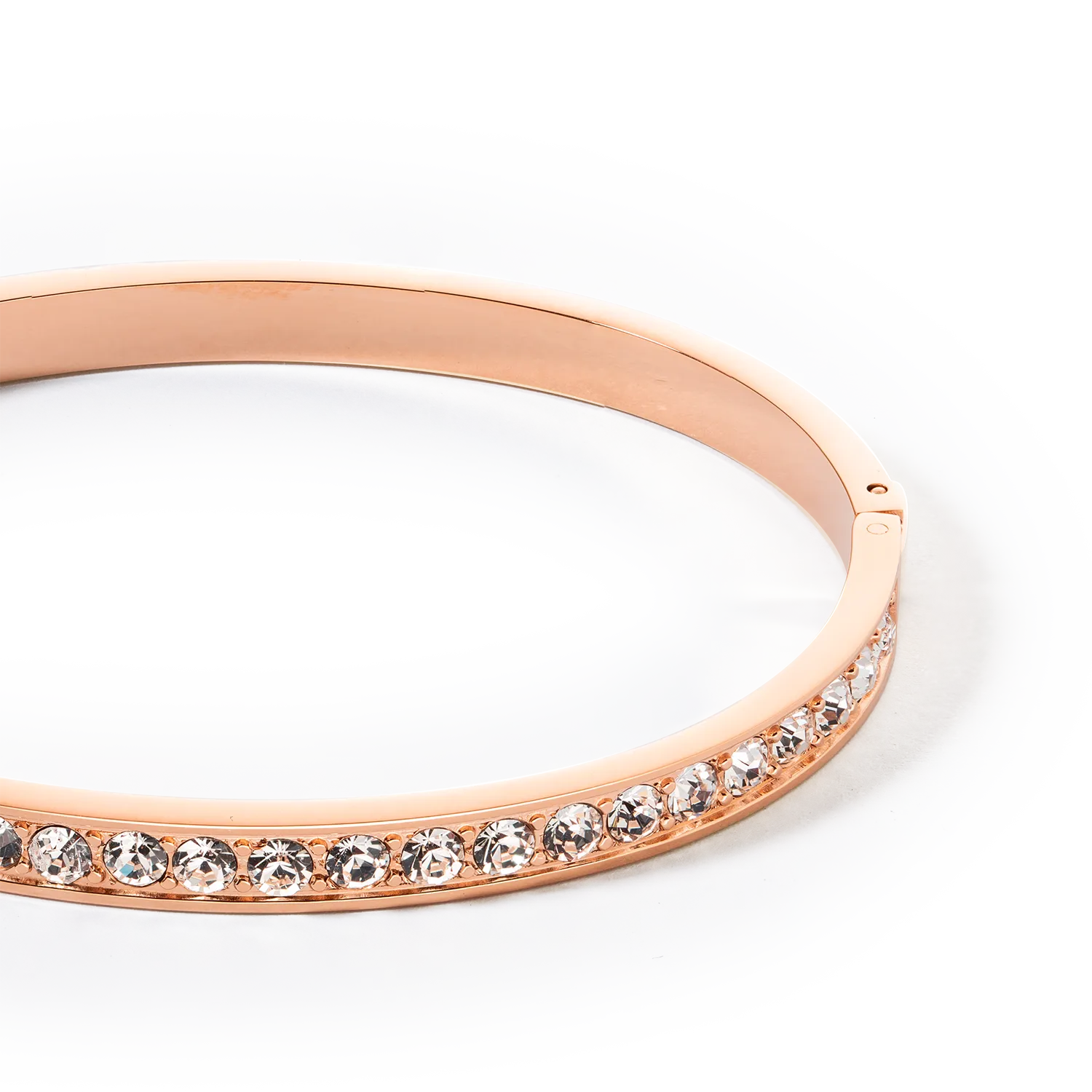 Bangle stainless steel & crystals rose gold crystal (size 17 cm)