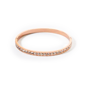 Bangle stainless steel & crystals rose gold crystal (size 17 cm)