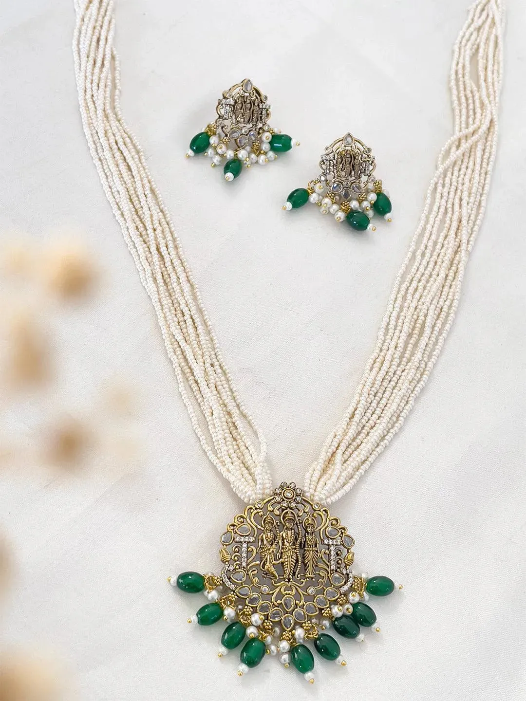 Bead Jadau Kundan Pendant Mala Necklace