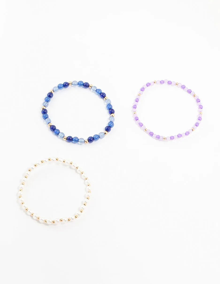 Beaded Pearl & Bead Bracelets 3-Pack