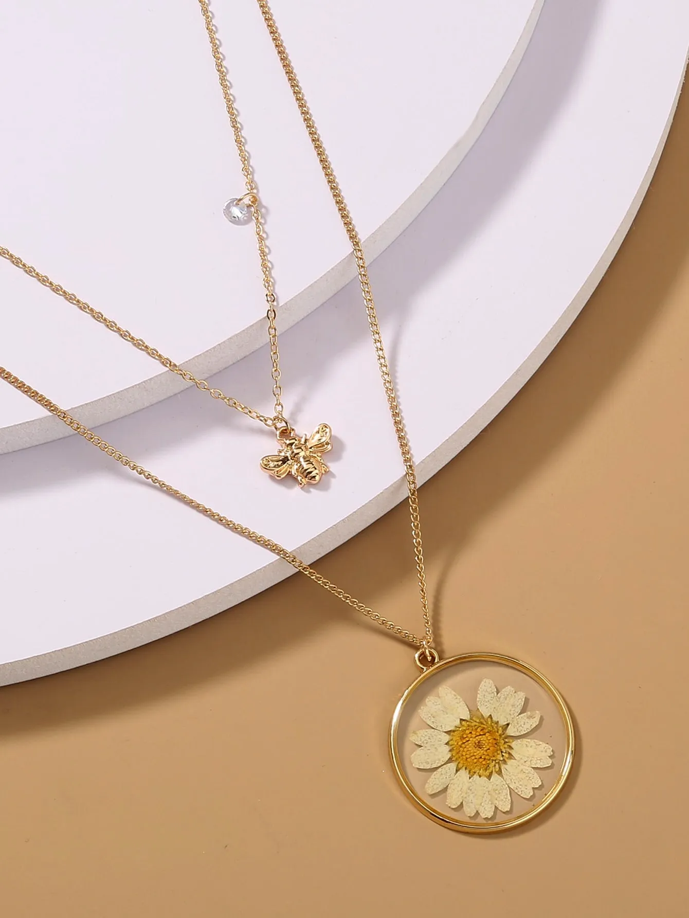 Bee & Flower Charm Layered Necklace for Women Jewelry for Women Gift for Her