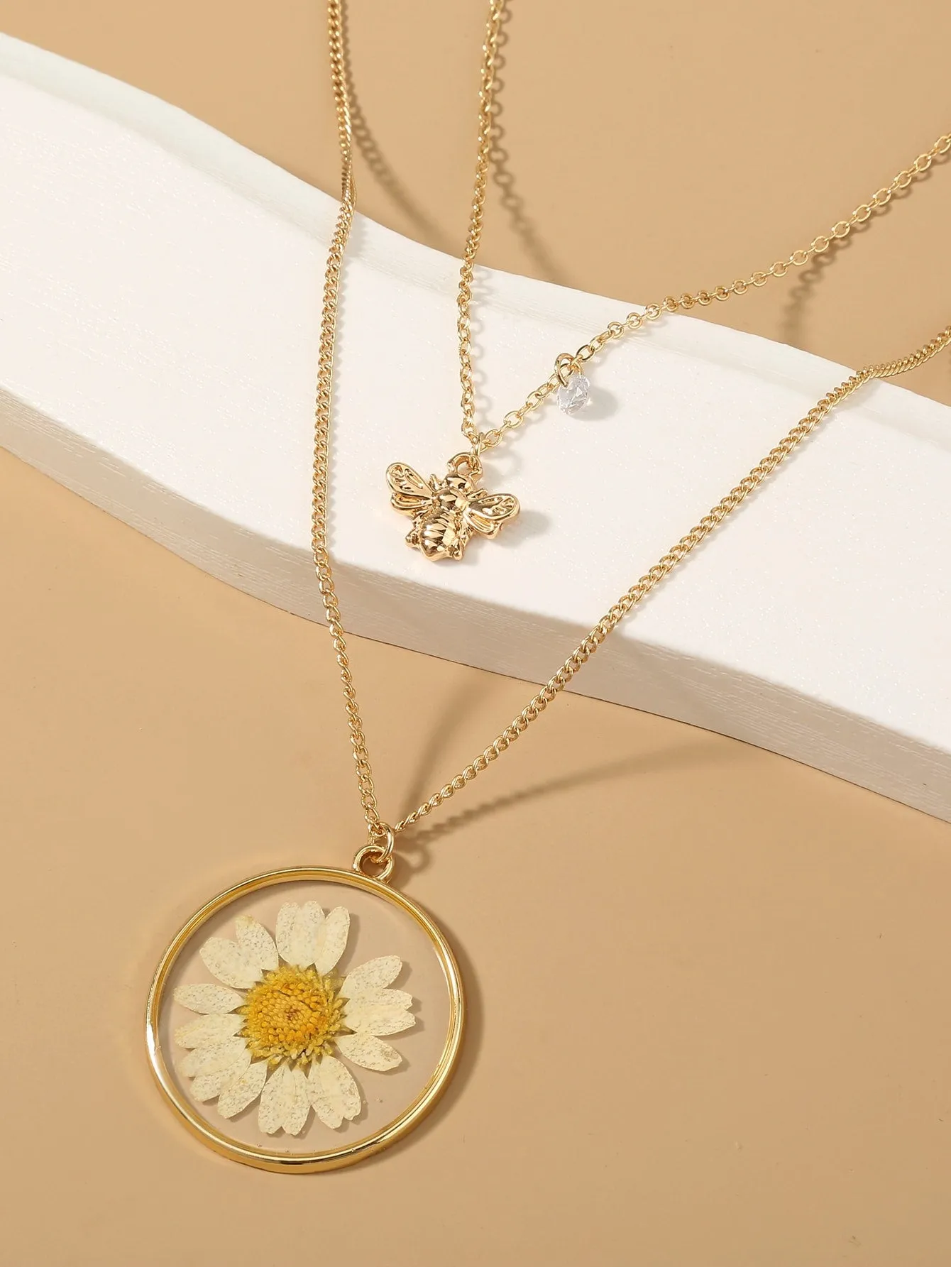 Bee & Flower Charm Layered Necklace for Women Jewelry for Women Gift for Her