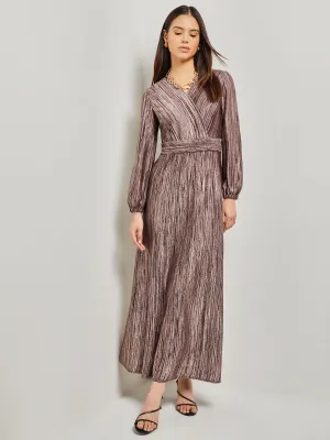 Bishop Sleeve Jacquard Knit Maxi Dress