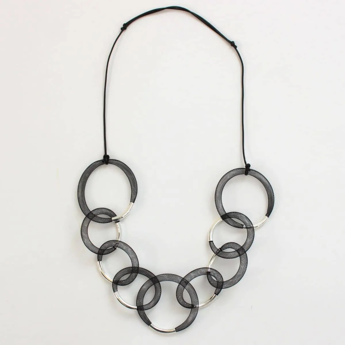 Black and Silver Mesh Statement Necklace