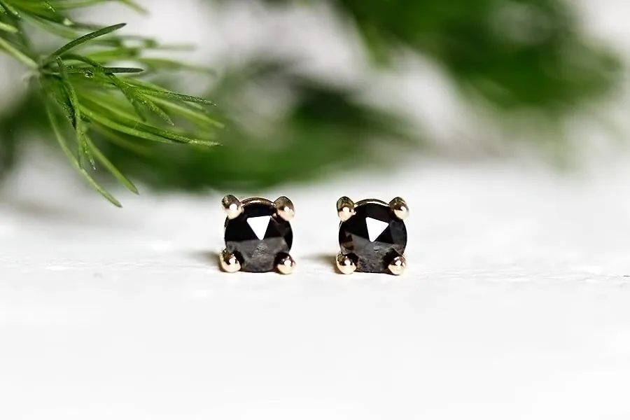 Black Rose Cut Diamond Studs