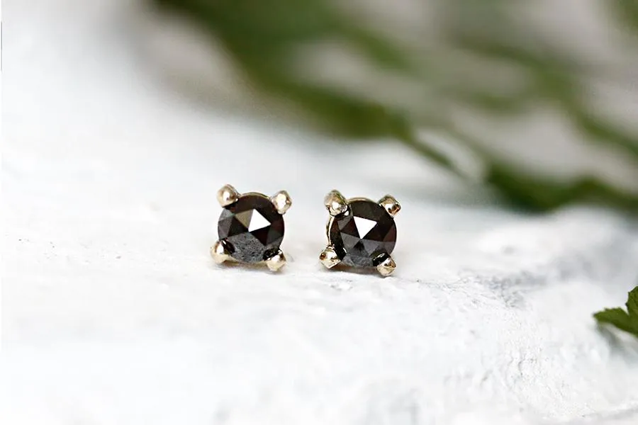 Black Rose Cut Diamond Studs