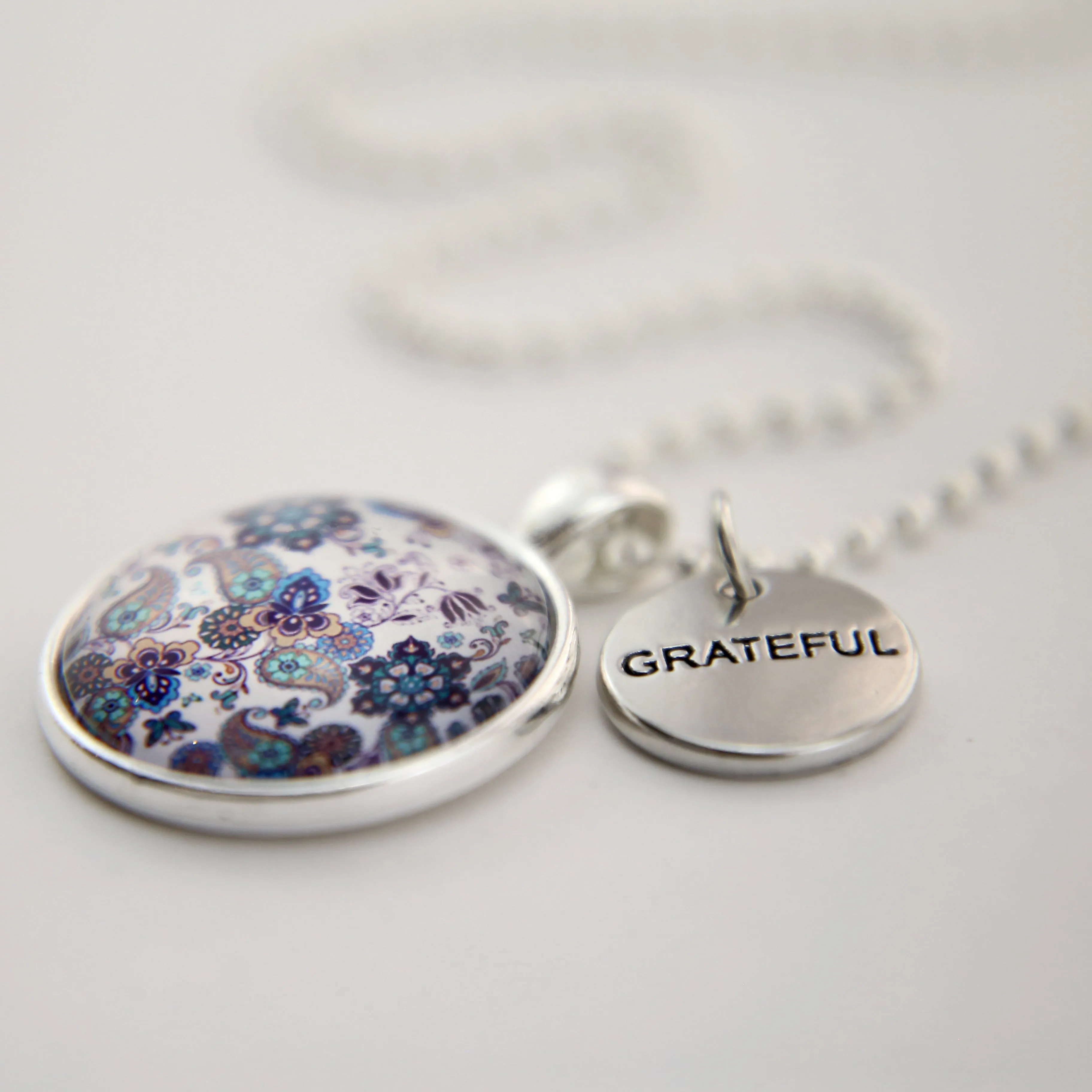 BOHO Collection - Bright Silver 'GRATEFUL' Necklace - Rhapsody (11242)