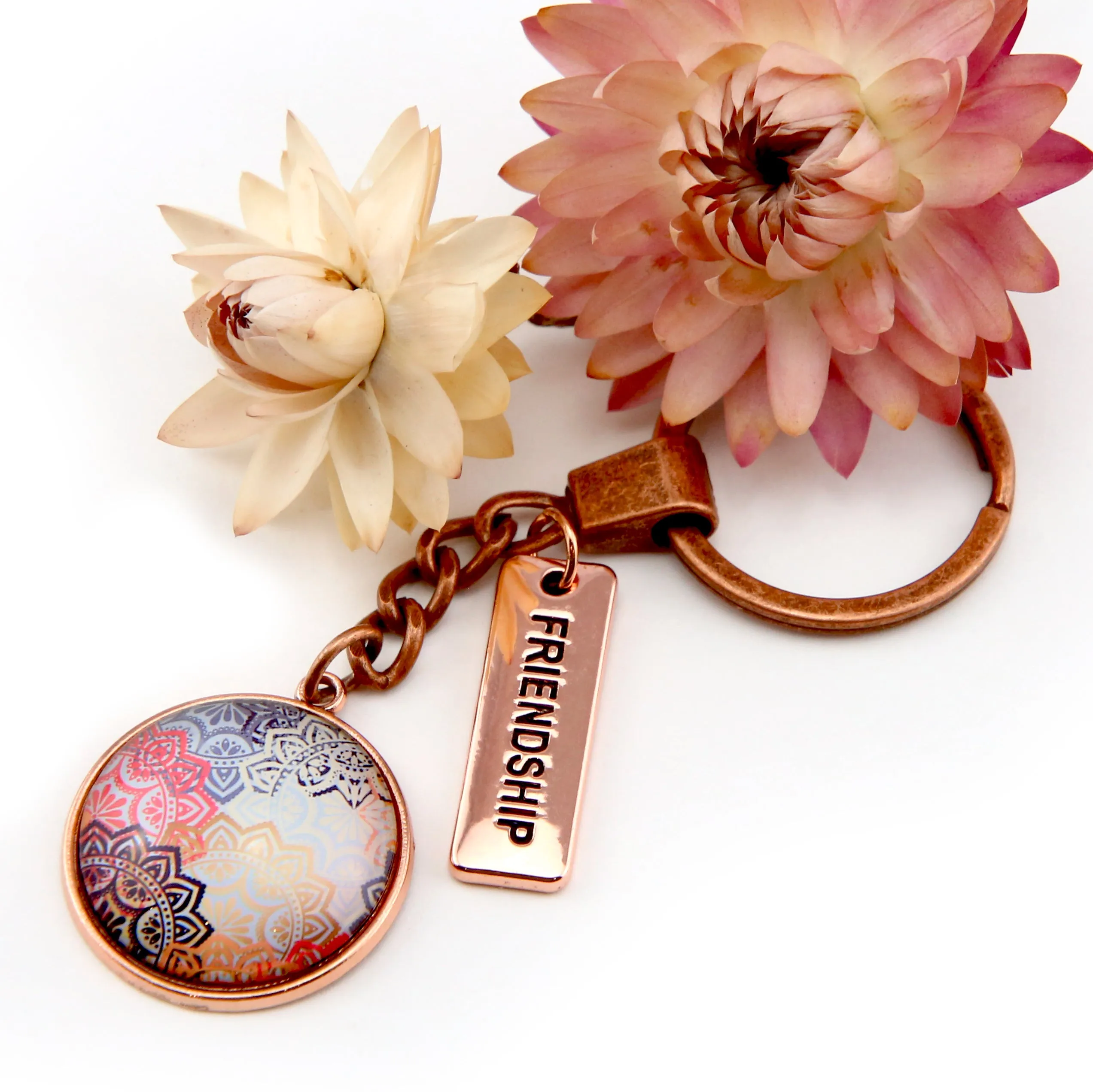 BOHO Collection - Vintage Rose Gold 'FRIENDSHIP' Keyring - Maya (10622)