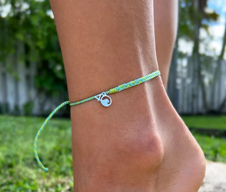 Braided Anklet in Multicolor Green